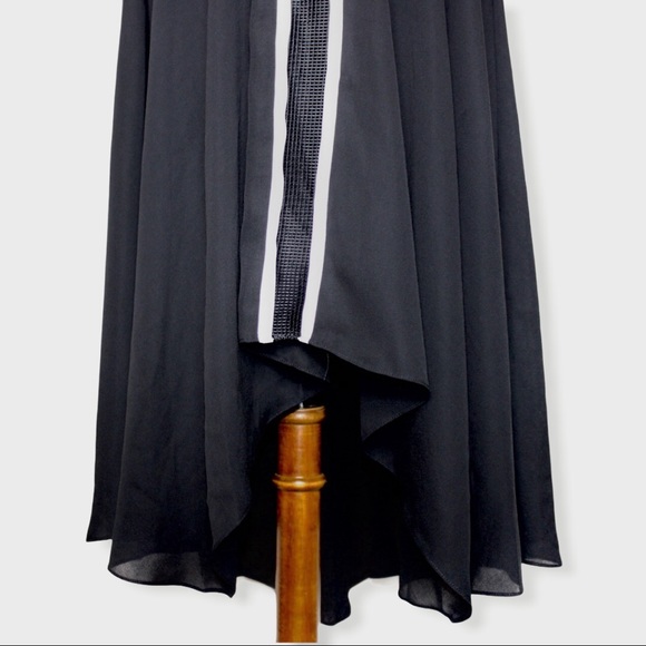 Parker Black High-Low Blouson Halter Dress Small - Picture 5 of 14